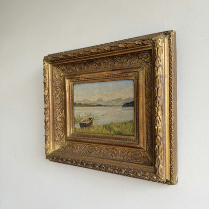 19th Century Antique Landscape Oil Painting "Gilded Frame" Small Art Holland Art Shop
