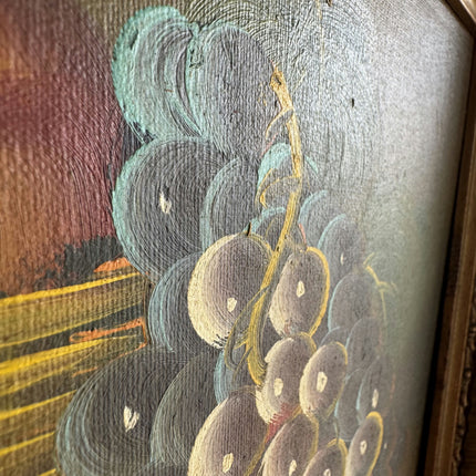 Refined Still Life Oil Painting "Grape Cluster" Rustic Small Artwork Holland Art Shop