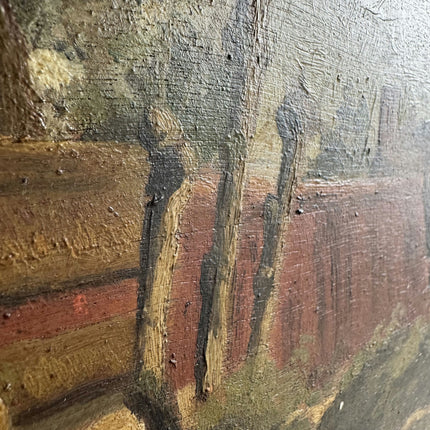 Detailed Farm Oil Painting "Village Roofs" Timeless Large Art Holland Art Shop