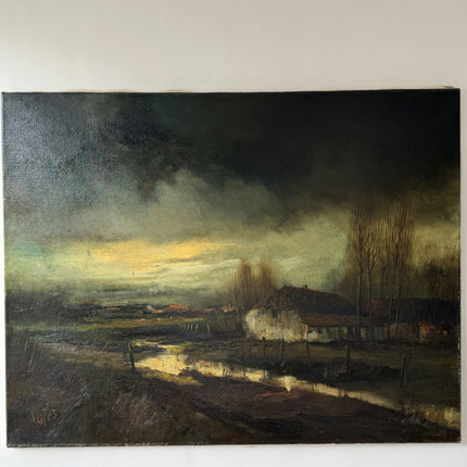 Classic Landscape Oil Painting "Rural House" Rustic Large Artwork Holland Art Shop