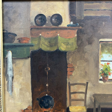 Elegant Still Life Oil Painting "Open Hearth" Vintage Artwork Holland Art Shop