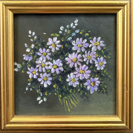 Refined Floral Still Life Oil Painting "Purple Daisies" Timeless Small Artwork Holland Art Shop