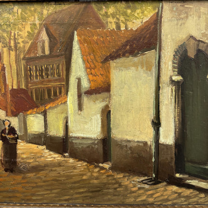 Elegant Cityscape Oil Painting "Village Street" Authentic Artwork Holland Art Shop