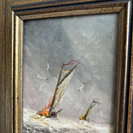 Original Seascape Oil Painting "Gilded Frame" Classic Small Art Holland Art Shop