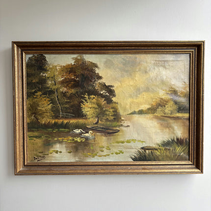 Detailed Still Life Oil Painting "Pair Of Swans" Expressive Artwork Holland Art Shop