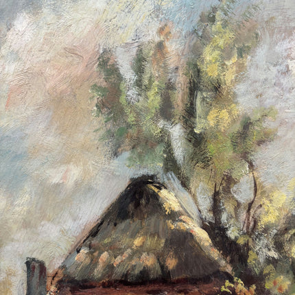 Handcrafted Landscape Oil Painting "Thatched Cottage" Vintage Art Holland Art Shop