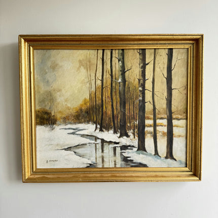 Vintage Winter Landscape Oil Painting "Birch Trees" Elegant Artwork Holland Art Shop