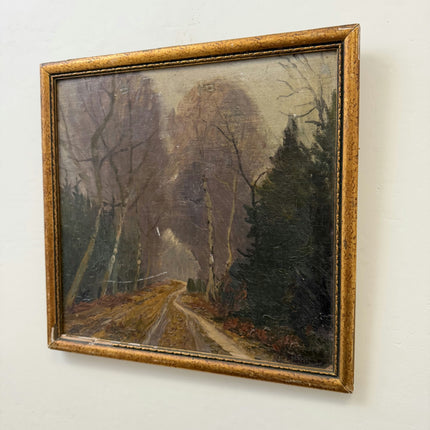 Elegant Landscape Oil Painting "Forest Road" Detailed Small Art Holland Art Shop