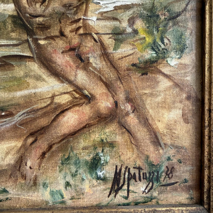 Rustic Religious  Oil Painting "Crucified Figure" Expressive Art Holland Art Shop