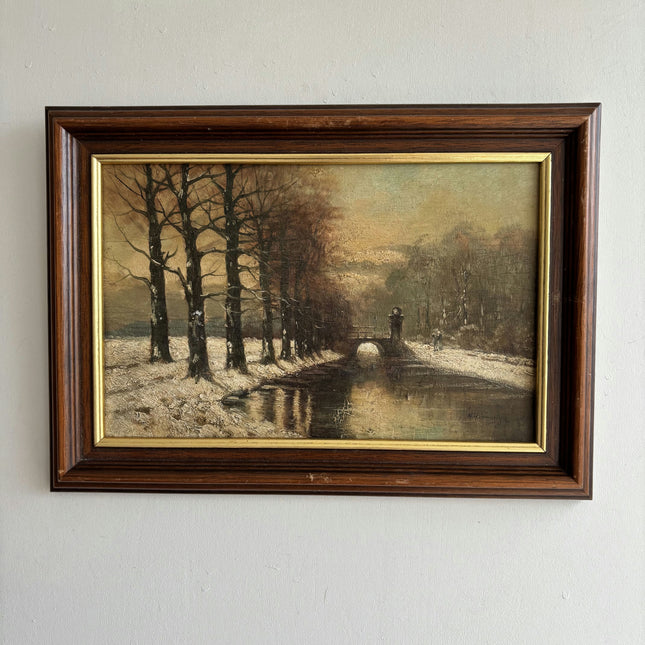 Detailed Winter Landscape Oil Painting "Row Of Trees" Classic Small Art Holland Art Shop
