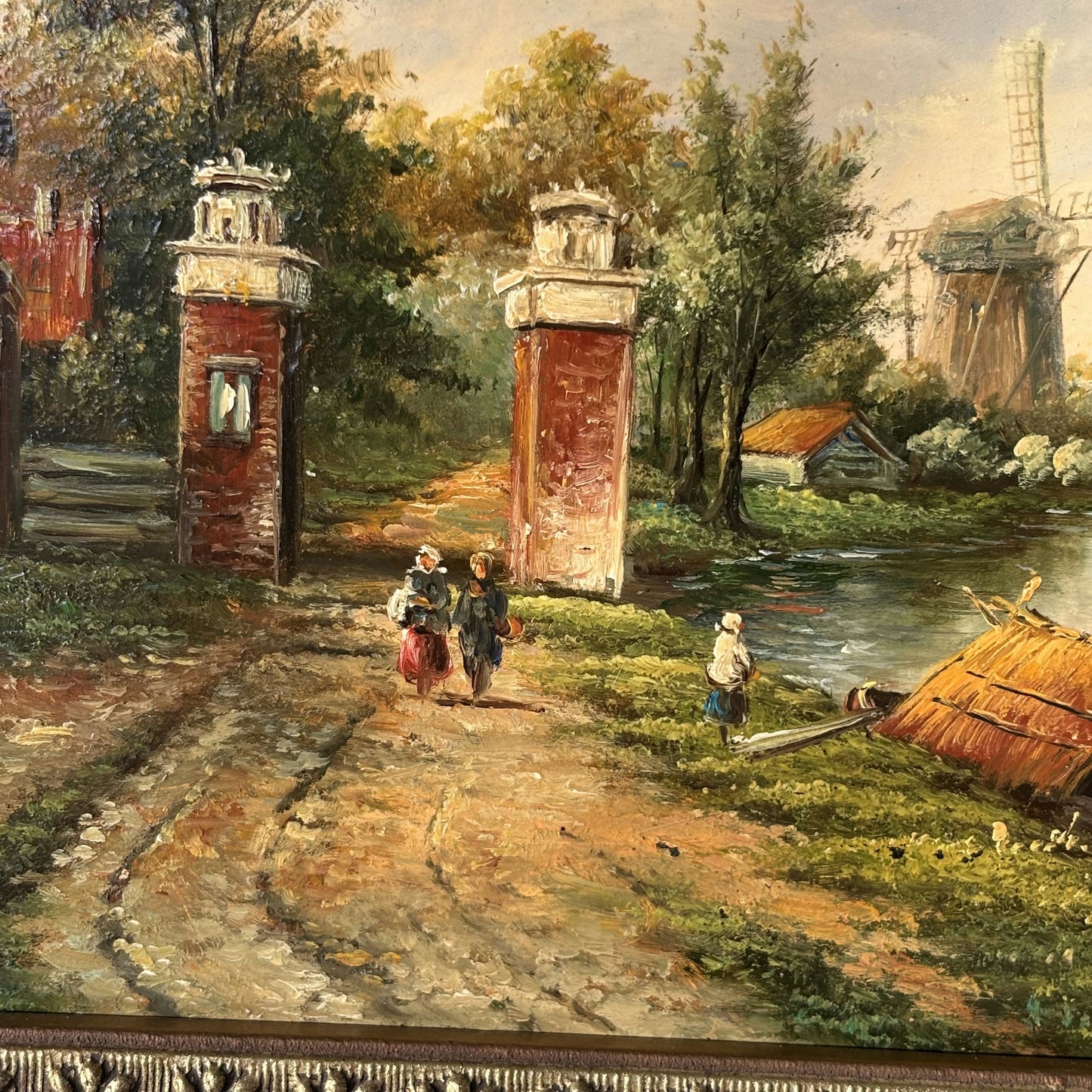 Expressive Oil Painting Figurative "River Scene" Traditional French Art