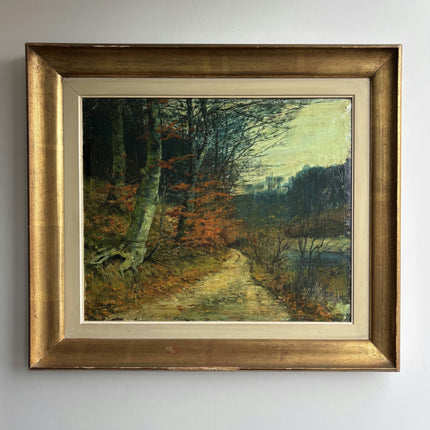 1898 Antique Landscape Oil Painting "Birch Tree" Large Artwork Holland Art Shop