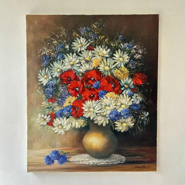 Timeless Floral Still Life Oil Painting "Canvas Backside" Authentic Artwork Holland Art Shop
