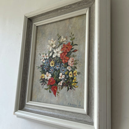 Original Flowery Still Life Oil Painting "Flower Bouquet" Elegant Small Art Holland Art Shop