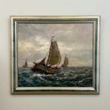 Vintage Seascape Oil Painting "Churning Water" Handcrafted Large Art Holland Art Shop