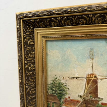 Authentic Landscape Oil Painting "Windmill Tower" Traditional Belgian Artwork Holland Art Shop