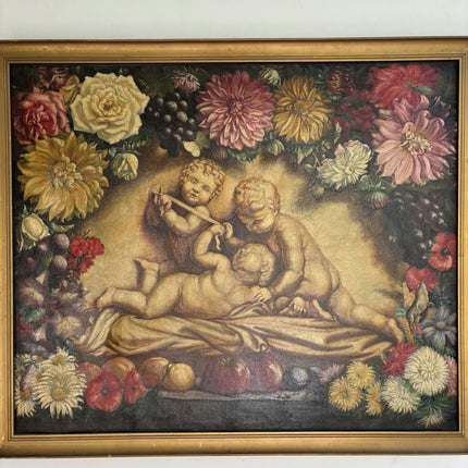 1918 Antique Figurative Oil Painting "Sleeping Cherubs" Art Holland Art Shop