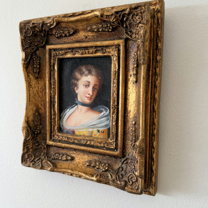 19th Century Oil Painting Portrait "Elegant Young Woman" Small Artwork Holland Art Shop