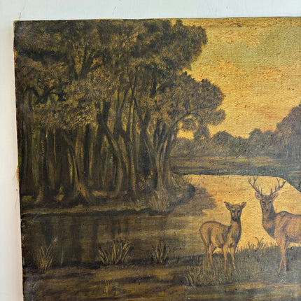 Handcrafted Animals Oil Painting "Pair Of Deer" Refined Small Art Holland Art Shop