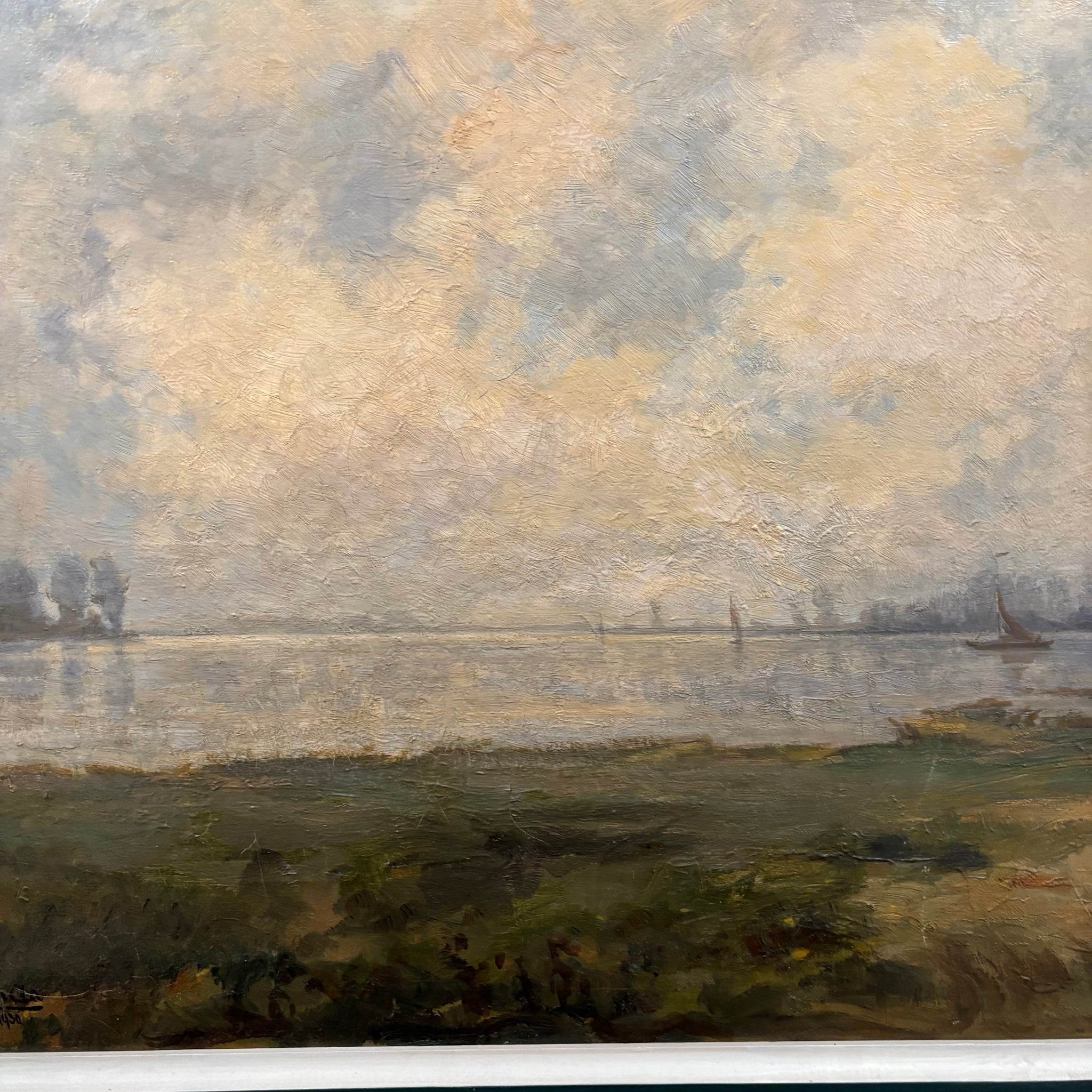 Large seascape oil painting year 1930. Sizing 115 x 89 cm