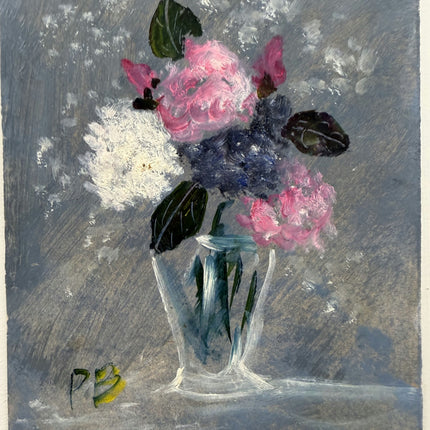 Timeless Floral Still Life Oil Painting "Pink Flower" Traditional Small Artwork Holland Art Shop