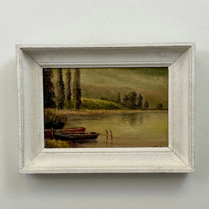 Expressive Landscape Oil Painting "Rowboat Shore" Authentic Small Art Holland Art Shop