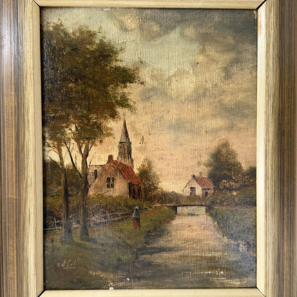 Rustic Landscape Oil Painting "Framed Painting" Vintage Small Artwork Holland Art Shop