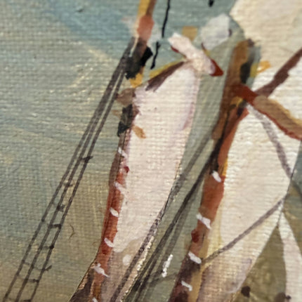 Vintage Seascape Oil Painting "Sailing Ship" Rustic Small Artwork Holland Art Shop