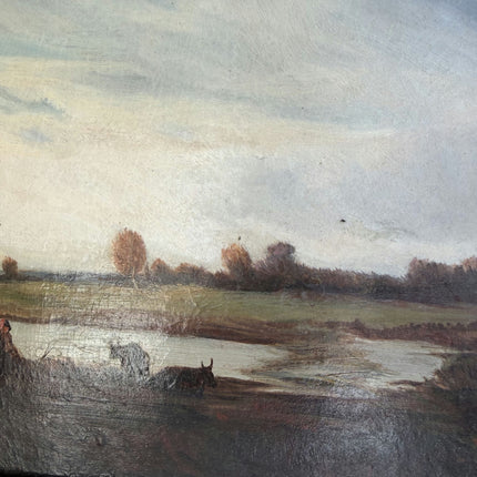 19th Century Antique Landscape Oil Painting "Solitary Tree" Artwork Holland Art Shop