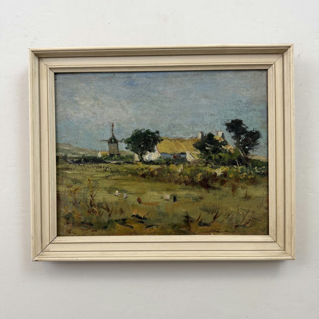 Detailed Farm Oil Painting "Thatched Cottage" Refined Small Art Holland Art Shop