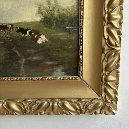 Authentic Animals Oil Painting "Gilded Frame" Vintage Artwork Holland Art Shop