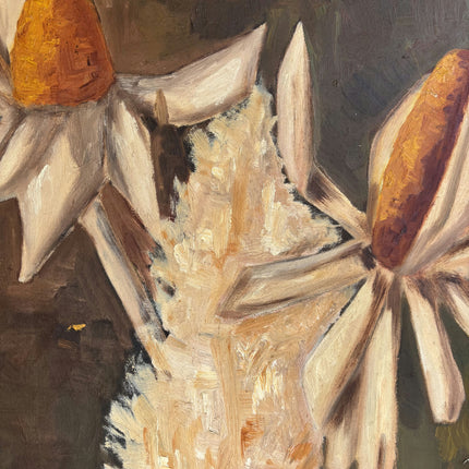 Rustic Floral Still Life Oil Painting "Sunflower Vase" Vintage Artwork Holland Art Shop