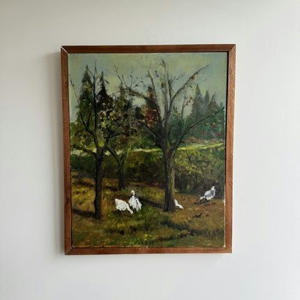 Original Animals Oil Painting "White Geese" Detailed Art Holland Art Shop