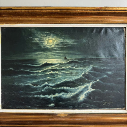 Authentic Seascape Oil Painting "Moonlit Sea" Refined Large Artwork Holland Art Shop