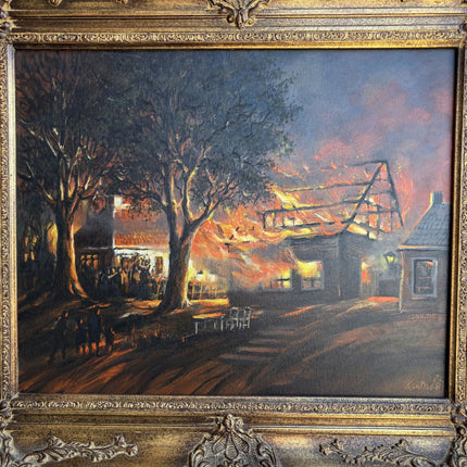 Rustic Cityscape Oil Painting "Ornate Frame" Elegant Belgique Artwork Holland Art Shop