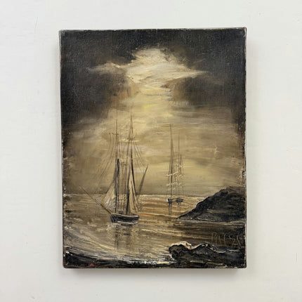 Original Seascape Oil Painting "Sailing Ship" Expressive Small Art Holland Art Shop