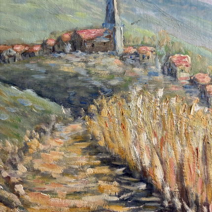 Authentic Landscape Oil Painting "Village Church" Expressive Small Artwork Holland Art Shop