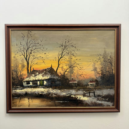 Handcrafted Farm Oil Painting "Thatched Cottage" Classic Large Art Holland Art Shop