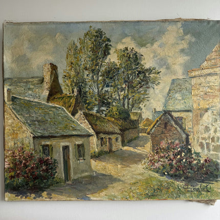 Rustic Cityscape Oil Painting "Village Houses" Authentic Artwork Holland Art Shop