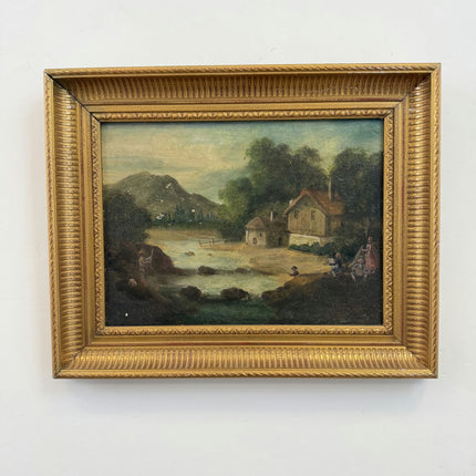 Antique Landscape Oil Painting "River Cottage" Classic Art Holland Art Shop