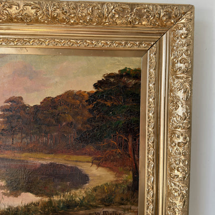 19th Century Oil Painting Landscape "Reflective Pond" Medium Art Holland Art Shop