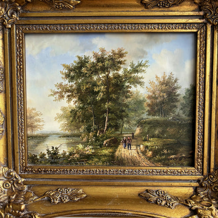 Classic Landscape Oil Painting "Ornate Frame" Original Small Artwork Holland Art Shop