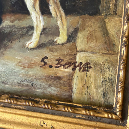 19th Century Animals Oil Painting "Beagle Trio" Small Art - HollandArtShop