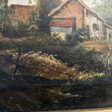 19th Century Oil Painting Figurative "Rustic Cottage" Medium Art - HollandArtShop