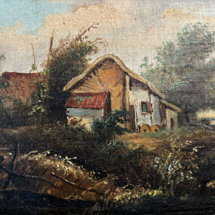19th Century Oil Painting Figurative "Rustic Cottage" Medium Art - HollandArtShop
