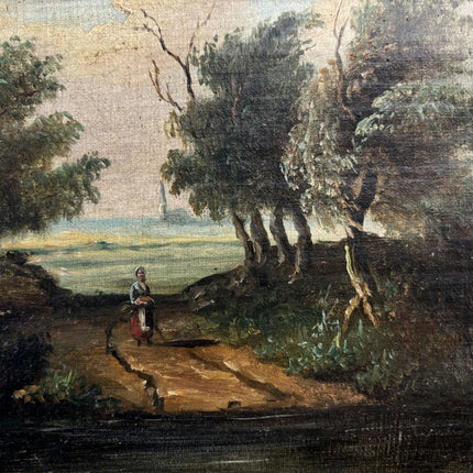 19th Century Oil Painting Figurative "Rustic Cottage" Medium Art - HollandArtShop