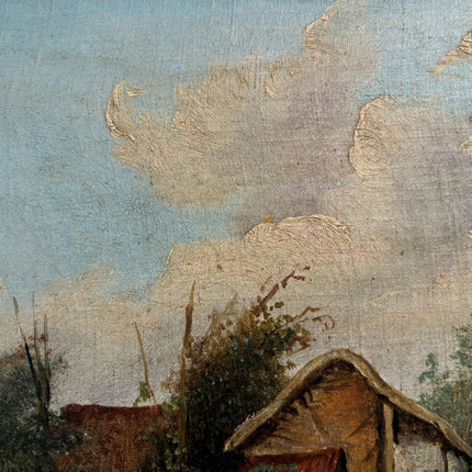 19th Century Oil Painting Figurative "Rustic Cottage" Medium Art - HollandArtShop