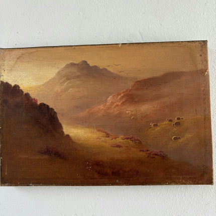 19th Century Oil Painting Landscape "Mountain Valley" Small Artwork - HollandArtShop