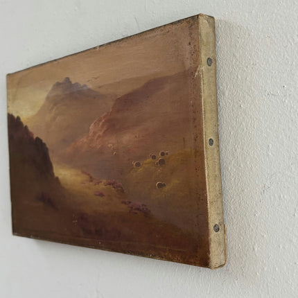 19th Century Oil Painting Landscape "Mountain Valley" Small Artwork - HollandArtShop