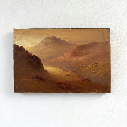 19th Century Oil Painting Landscape "Mountain Valley" Small Artwork - HollandArtShop